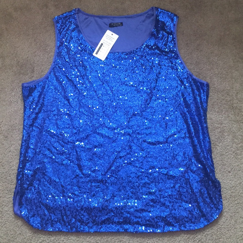 NWT Blue sequin top
